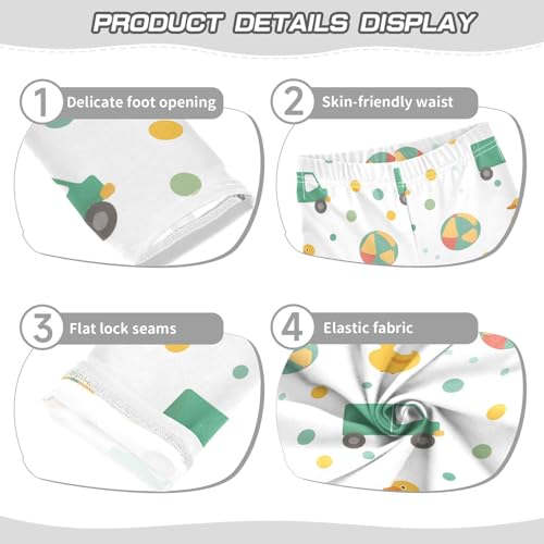 Green Trucks Ducks Beach Balls Girls Leggings Soft Stretch Workout Yoga Dance Pants for Kids Casual Tights3