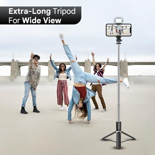 Image of Prolet K9 Selfie Stick Tripod with Light - 67 Inch / 170 CM Reinforced Bluetooth Selfie Stick, Extendable Phone Tripod Stand for Travel, Vlogging & Selfies, Compatible with iPhone & All Smartphones