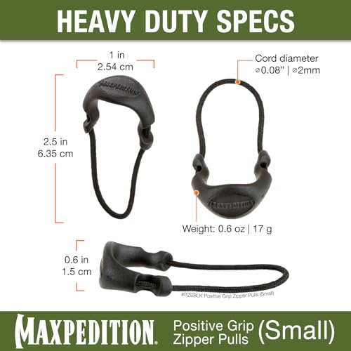 Maxpedition Small Zipper Pulls (6 Pack), Black
