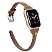 Wearlizer Scrub Deep Brown Leather Compatible with Apple Watch Thin Leather Band 38mm 40mm for iWatch Womens Mens Stylish Narrow Strap Simple Rivet Cute Wristband (Silver Clasp) Series 5 4 3 2 1 Sport