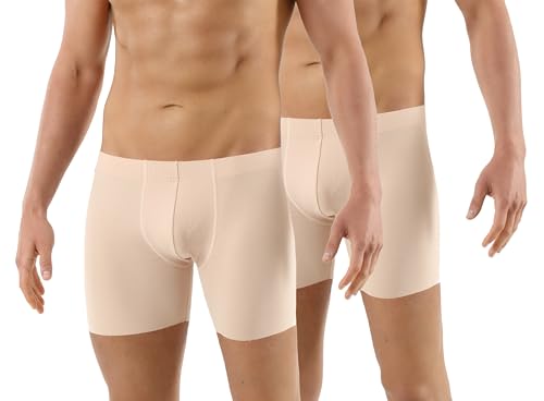 2-Pack Laser cut invisible seamless boxer briefs stretch cotton beige