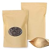 SumDirect 50Pcs Kraft Paper Bag Zip Lock,Stand-up Reusable Sealing Bag with Transparent Window and Tear Notch for Storing ,Cookie,Dried Foods,Snack (7