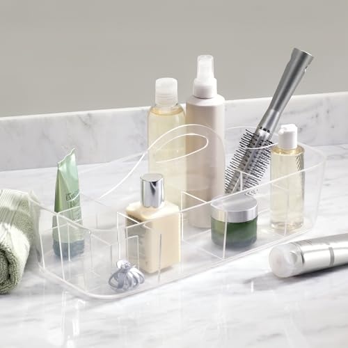 Image of iDesign Plastic Cosmetic Organizer Tote, Clear | For Vanity, Bathroom, Shower