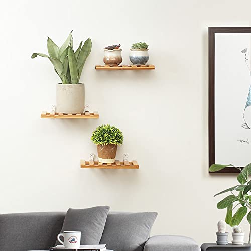 Xzjmy 3Pcs Small Floating Shelves,Solid Bamboo Wall Hanging Rack Holder,Wall Storage Shelves For Small Decor, Compact Style Wall Shelf For Bathroom Livingroom Bedroom #TOP4