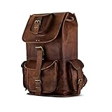 PARRYS LEATHER WORLD Handmade Western 100% Genuine Leather Backpack | Laptop Bag, Vintage Full Grain Casual Hiking Campaign Daypack For Men & Women Travel Bag (17')