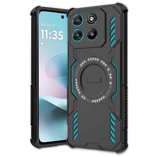 Image of AESTMO Back Case Cover for Moto G67 Power 5G / G57 Power 5G | Magnetic Case with Built-in Metal Ring | Compatible with MagSafe Accessories | Shockproof Hybrid (PC + TPU, Black)
