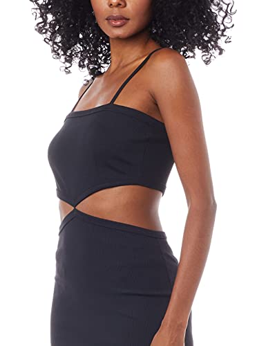 vestido canelado com cut off, Lança Perfume, preto, P