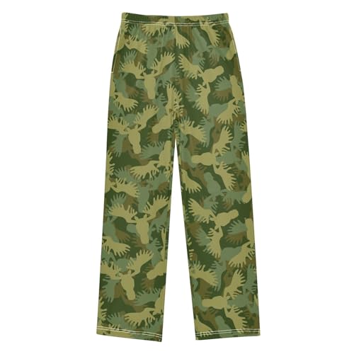ZZXXB Moose Camouflage Boys Long Pants Soft Trousers Elastic Waist Kids Lounge Bottoms with Pockets S-XL
