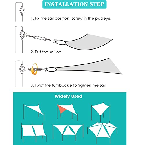 42Pcs Shade Sail Hardware Kit - 6 Inch Heavy Duty Anti-Rust For Outdoor Triangle Rectangle Sun Shade Sail Installation, 304 Stainless Steel Awning Mounting Accessories For Patio Lawn And Garden #TOP5