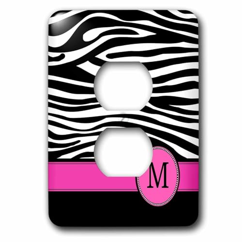 Lettre M Monogrammée couvercle interrupteur zèbre protection murale rose vif