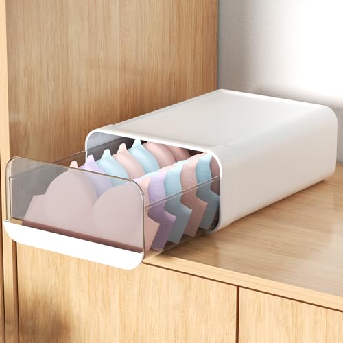 Xiao Hua Cajón organizador de ropa interior, 1 cajón de almacenamiento de ropa interior de plástico, organizadores de armario apilables y caja de almacenamiento para sujetadores, calcetines, bufandas,
