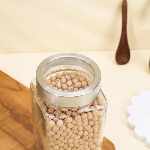 Image of Glass Storage Jars Set of 6 | 1000ml 1kg Each | Transparent Airtight Glass Containers with Lid for Kitchen Storage | Glass Jars for Kitchen | Pickle Jar, Masala, Spices, Dry Fruits & Cookies