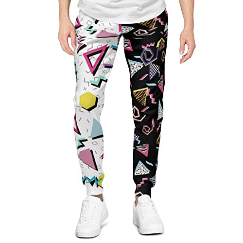 80S 90S Retro Sweatpants For Men & 90S 80S Outfit For Men 90S Hip Hop Vintage Track Pants 80S Jogger Pants-5-L #TOP2