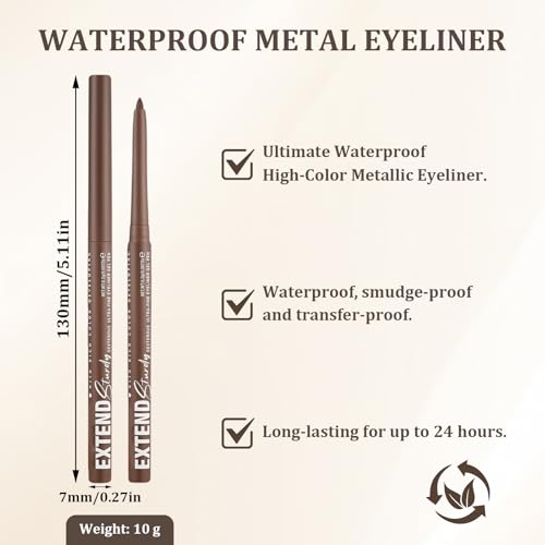 6 Stück Kajal Wasserfest, Metallic Eyeliner Glitzer, Kajalstifte, Hohe Farbwiedergabe, Schnelltrocknend, Langanhaltend und Wischfest, Geeignet für das tägliche Make-up von Frauen