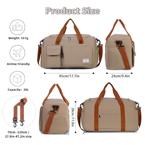Image of FIORETTO Women's Gym Duffle Bag with Shoes Compartment, 30L Capacity, Ideal for Travel, Gym, Sports, Duffel, Weekender