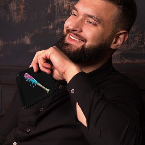 Baseball Bat with Sprinkles Drip Fasion Bifold Wallets for Men Slim Credit Card Holder Wallet Front Pocket4