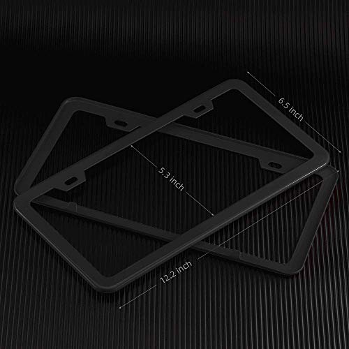 Deselen Black License Plate Frame, Metal Thin Stainless Steel With 2 Holes Screw Cap, 2 Pack (Black) #TOP3