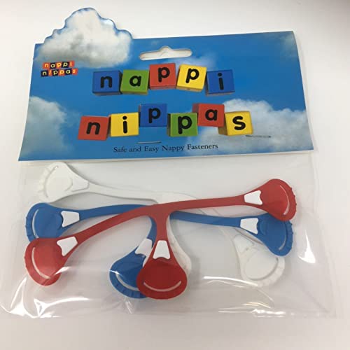 Nappi Nippas Nappy Fasteners (Pack of 3, Red/White/Blue)