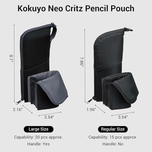 Image of KOKUYO Pencil Case Pouch, Neo Critz Standing Pen Pouch Bag, Foldable Stand up Pencil Holder Organizer, Small Portable Pencil Box for School Office Supplies, Navy x Light Blue, Large Size (F-VBF181-2)