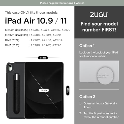 ZUGU CASE Ultra-Thin Protective Case/Cover Designed for iPad Air 11" (M3, 2025 / M2, 2024) / iPad Air 5 / iPad Air 4, 10.9-Inch (2022/2020) Magnetic Stand (Sleep/Wake Cover)