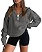 onlypuff Women's Fashion Hoodies & Sweatshirts Half Zipper Kangaroo Pocket Basic Fleece Sweater for Fall Winter Iron Gray S