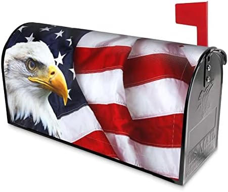 Eagle American Flag Mailbox Covers Magnetic Memorial Day Welcome Mailbox Wraps 4th of July Patriotic Post Letter Box Cover Garden Decor Standard Size 18" X 21"