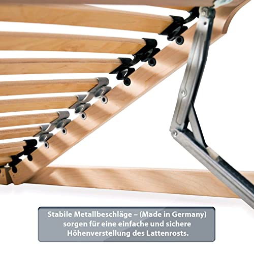 7 Zonen Lattenrost Ergo KF Kopf- und Fußteil verstellbar mit 28 Leisten, stabilisierendes Mittelband, Härtegradverstellung 90 x 200 cm – Bild 4