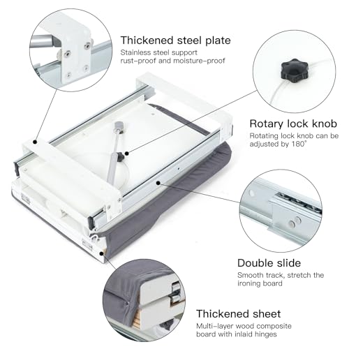 Nisorpa Folding Ironing Board 180° Rotatable Ironing Boards Pull Out Ironing Board Space Saving Ironing Boards with Heat-resistant Cover 82 x 30cm - Image 4