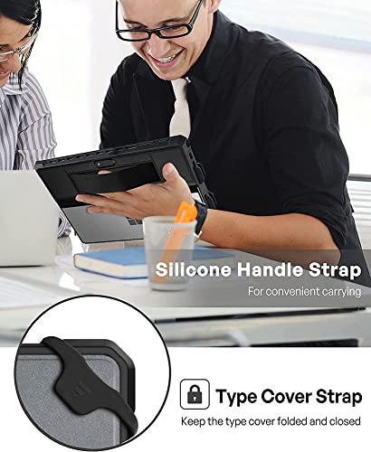 Image of SwooK Case Fit Microsoft Surface Pro 7 Plus /Pro7 /Pro 6 /Pro 5 /Pro 2017 /Pro 4 /Pro LTE, All-in-One Protective Rugged Cover Case with Pen Holder, Hand Strap, Compatible with Type Cover Keyboard, Black