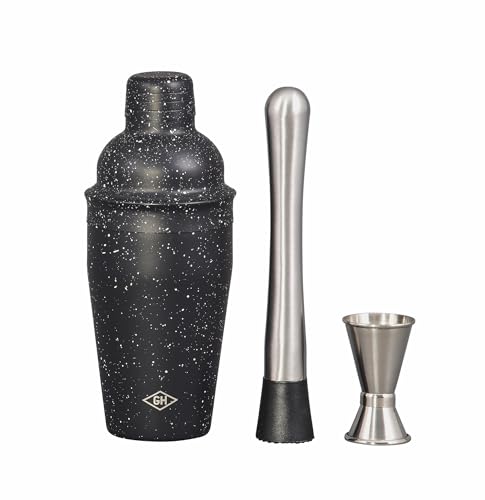 Coctelera de acero inoxidable 18/8 Gentlemen's Hardware de 3 piezas diseño negro 2