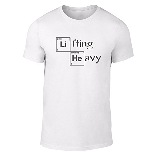 GO HEAVY Herren Kurzarm Fitness T-Shirt | Gym Trainings Workout Sportshirt | Lifting Heavy | Weiß XL
