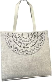 شنطة يد وكتف كبيرة السعة بطباعة هندسية عتيقة للنساء