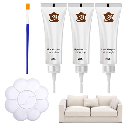 Crema Reparación De Cuero,3PCS Kits Reparación de Cuero Mezclables,Masilla Reparación de Cueros,Gel Reparación Cuero,Cuero Liquido Reparador,Pasta Reparadora de Cuero,para Reparar Rotos Rayados