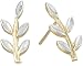 14k Yellow Gold Vine Leaf with Rhodium Stud Earrings