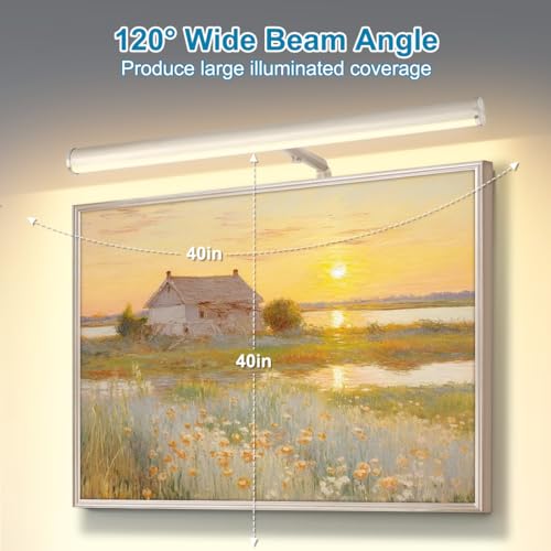 Image of Plug in LED Picture Lights for Paintings Brushed Nickel Finish | 16inch 3000K Adjustable Art Light Gallery LED Wall Light Wall Sconces for Display Art Work, 6W CRI90+, ETL Listed