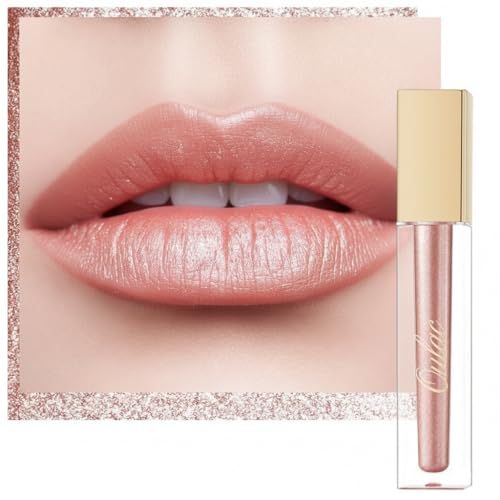 Oulac Metallic Liquid Nude Lip Stain - Lip Gloss & Eyeshadow 2 IN 1, Glitter Long Lasting Lip Color, Waterproof Eyeshadow, Non-Stick Cup Shimmer Lip, Diamond Lipstick for Women,Vegan, 4.5ml, MD01
