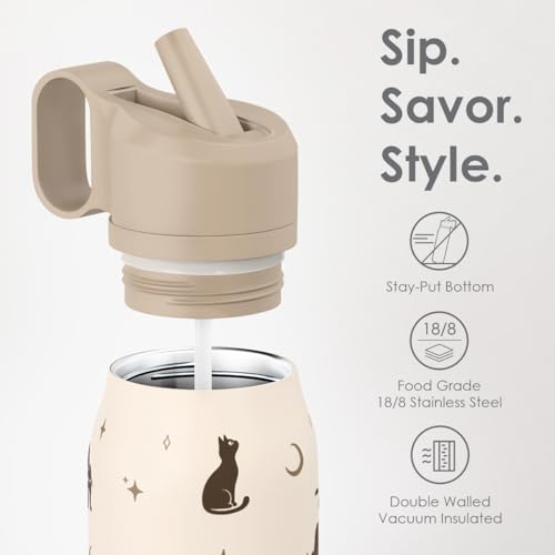 Image of Cat Stainless Steel Water Bottle with Twist Lid 20oz, Travel Insulated Water Bottles for Sports & Gym, Gift for Women Girls Friends Pet Lovers Cat Moms Birthday Christmas