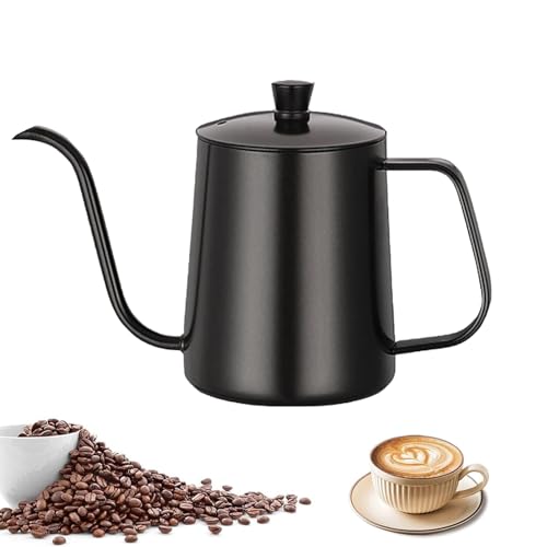 Gooseneck Pour Over Coffee Kettle 600 ML/ 20 OZ Stainless Steel Hand Drip Coffee Pot with Long Narrow Spout Hand Drip Kettle (Black)