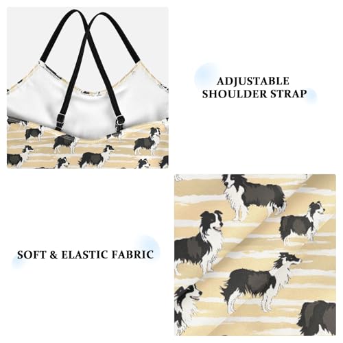 senya Girls Swimsuits One-Piece Swimwear Tie Bathing Suit Beach Summer Round Neck 5-6T Black White Dog Pattern3