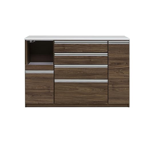 関家具(Sekikagu) 大川家具 国産 キッチン収納 カウンター ブラウン 幅141cm 木目柄 間仕切り ニューフォルテ 399956