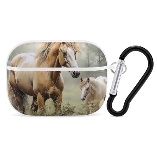 Coque AirPods Pro protection broderie chevaux boîtier charge sans fil