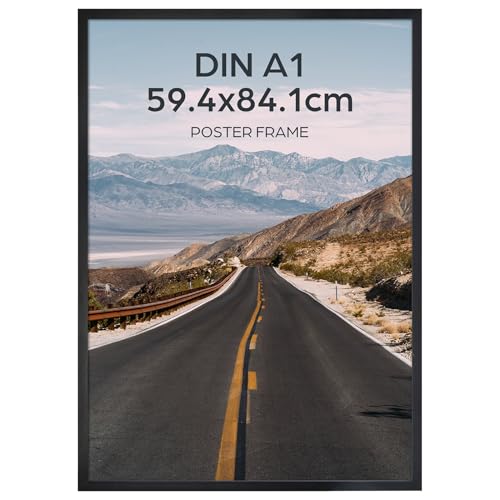 Giftgarden Schwarz Bilderrahmen A1 - Aluminium Rahmen für 59 4x84 cm Fotos Puzzles und Poster - Großer Fotorahmen für Wohnzimmer Schlafzimmer Arbeitszimmer