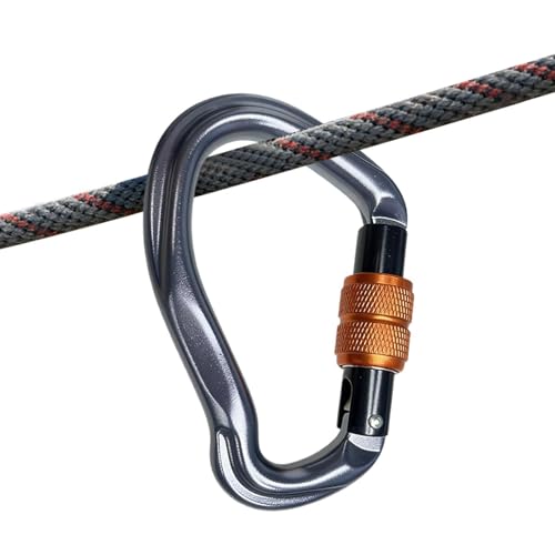 ロッキングカラビナ ロック機能付き安全フック ワンタッチロック式クリップ,アルミニウム合金 23kN 耐荷重,クライミングカラビナ バックパック用クリップ | アウトドア マウンテニアリング ハイキング 高所作業 レスキュー キャンプ用