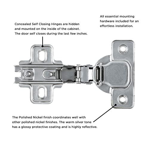 Hickory Hardware P5115-14 Euro Full Overlay Hinge, Bright Nickel #TOP2