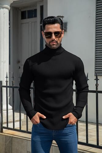 MioRoim Men's Knit Casual Turtleneck Sweater Ribbed Slim Fit Long Sleeve Turtle Neck Knitted Pullover Sweater2