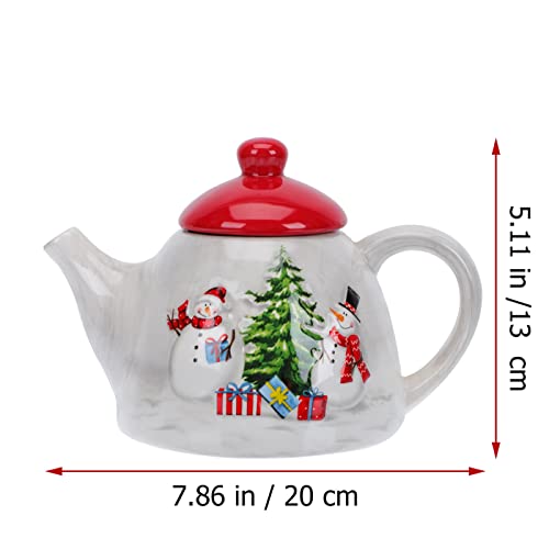 Doitool Ceramic Tea Pot Christmas Teapot Snowman Xmas Tree Tea Pots Loose Leaf Teapot Christmas Coffee Pot Milk Pot For Christmas Decorations Porcelain Teapot #TOP3