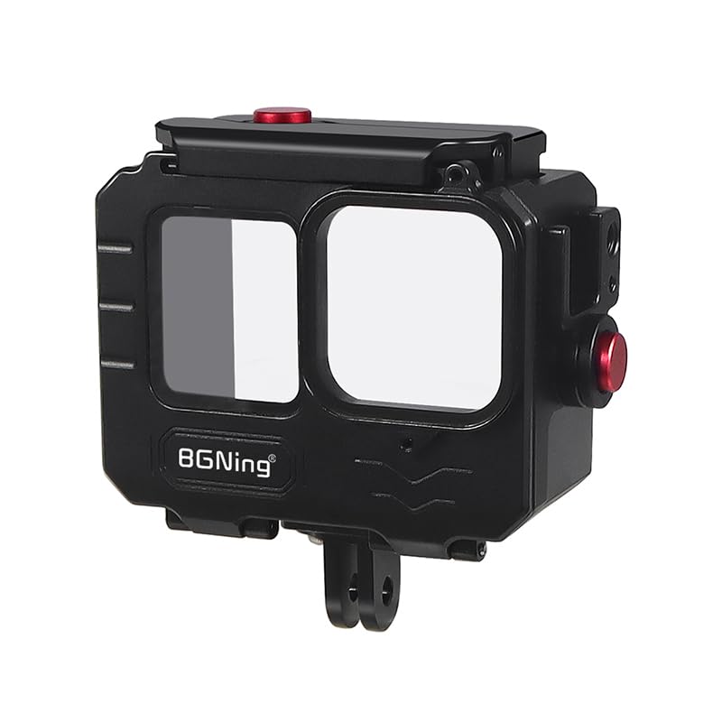 BGNing Aluminum Alloy 80m Waterproof Housing Case Diving Case for 12 11 10 9 Action Camera Underwater Vlog Shell Protective Frame (Standard Combo B)
