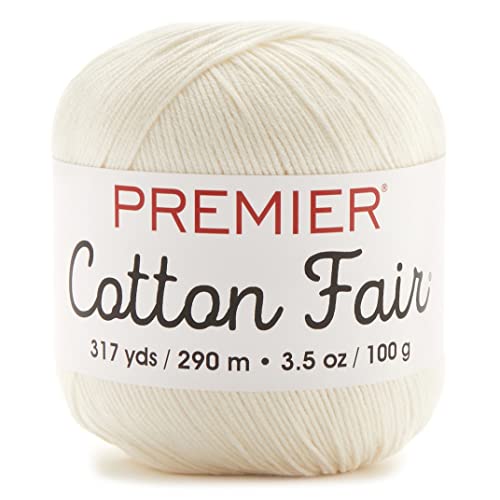 Premier Yarns Cotton Fair, Cotton/Acrylic Blend, Yarn for Crocheting and Knitting, Fine Weight, Machine Washable Yarn, Cream, 3.5 oz, 317 Yards