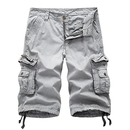 Générique 2024 Hommes Shorts Bermudas Cargo Coton Léger Multipoches Short de Travail Coupe Ample Short de Combat Décontracté Homme Cargo de Travail avec Poches Zippées