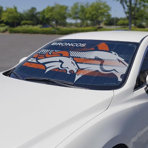Image of Fanmats NFL Windshield Sun Auto Shade, Sun Shield Sun Visor Accordion tri-fold for Storage 59 inch x 29.5 inch, Colorful Team Design